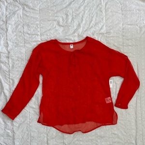 Old Navy - Womens long sleeve sheer top - Orange - NWT